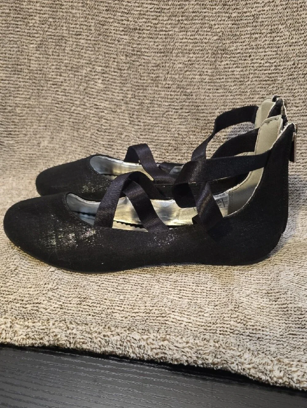 Nine West Black Ballet Flats with Crisscross Straps